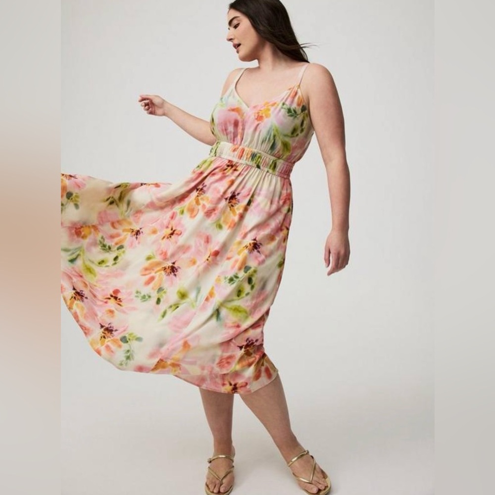 Midi Wash Challis VNeck Dress